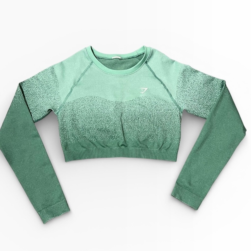 Gymshark Adapt Ombre Seamless Crop Top‎ Mint Green Womens B1A2Y 30" Bust Small